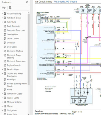 Chevrolet Silverado 1500 2018 Color Wiring Diagram Schematic V8 5.3L 4WD pdf