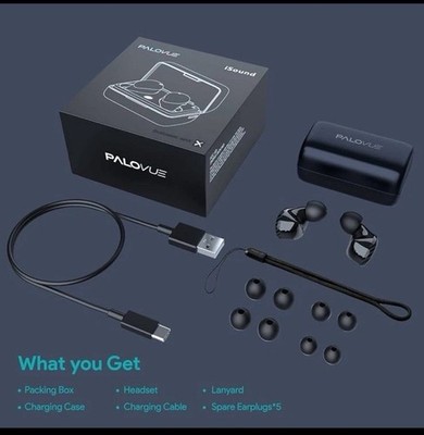 PALOVUE iSound Bluetooth Wireless Earbuds, Stereo, Deep Bass, Black