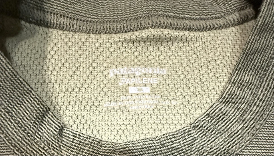 复古 Patagonia Capilene 衬衫橄榄绿色小号长袖打底美国 — 第 3/4 张图片