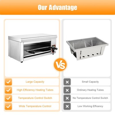 1500W Electric Cheese Melter Cheesemelter Countertop Salamander Broiler Grill US