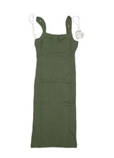 Jolie & Joy Dress Womens Medium Green Ribbed Cotton Tank Bodycon Midi Casual