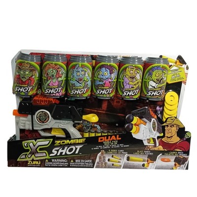 BNIB X-Shot Zombie Dual Pack Arsenal Toy Dart Disc Blaster Bonus Cans Horror Toy