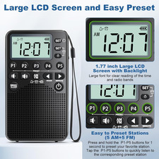 Battery Operated Portable Pocket AM/FM Radio Digital Tuning Loud Speaker Outdoor