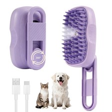 Rechargeable 4-in-1 Cat Dog Steam Brush Deshedder for Shedding Grooming Massage