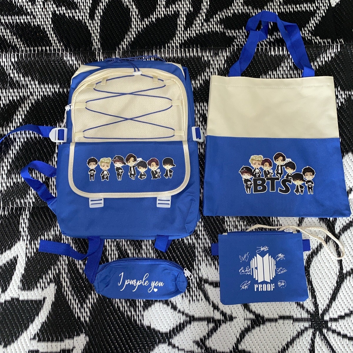 K-pop BTS BACKPACK autograph SIGNED School Book Bags Adjustable K-pop BTS BACKPACK autograph SIGNED School Book Bags Adjustable