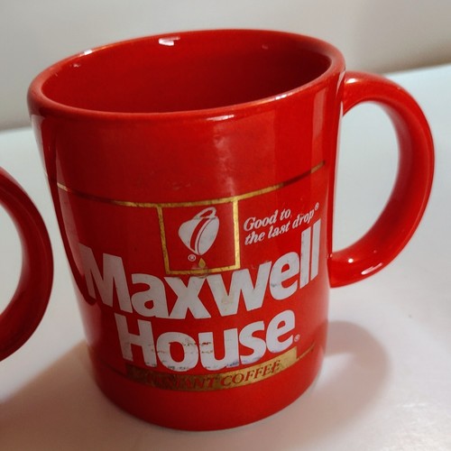 Lot Of 4 Maxwell House Instant Coffee Mugs Red Gold Cups Japan Advertising - Picture 4 of 8