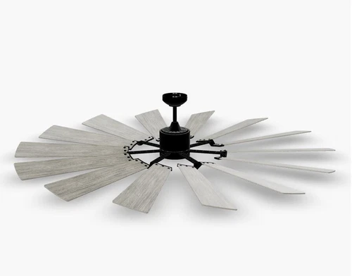 VISUAL COMFORT 72" CEILING FAN SILVER WASHED OAK REVERSIBLE BLADE LED LIGHT KIT - Picture 6 of 10