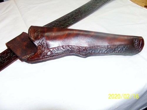 Embossed holster & belt 9 inch barrel right hand cross draw Black powder