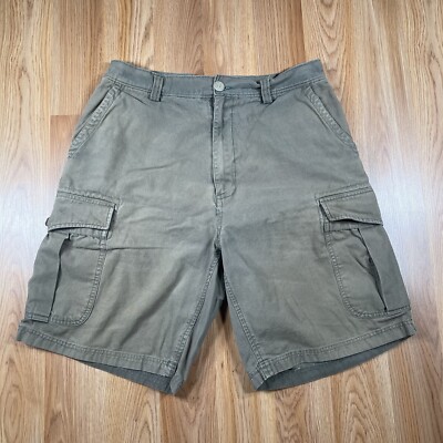 Poore Simons Shorts Mens 34 Green Relaxed Fit Cargo Khaki Utility Flat Front