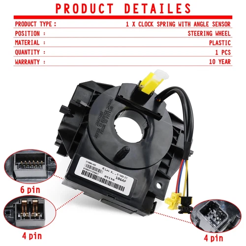 Resorte de reloj 5156106AD con sensor de ángulo para Chrysler Jeep Wrangler Dodge 07-18 - Imagen 5 de 14