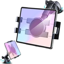 Dashboard & Windshield Car Tablet Mount Holder, 360° Rotatable Suction Black 
