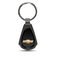 Chevrolet Golden Logo Black Dome Gunmetal Black Metal Teardrop Key Chain Chevrolet Golden Logo Black Dome Gunmetal Black Metal Teardrop Key Chain