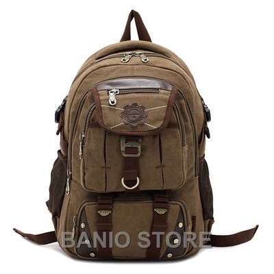 KAUKKO Men Canvas Backpack Laptop School Satchel Travel camping