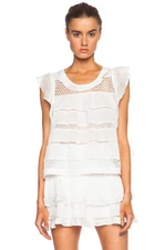 Elegant Isabel Marant Etoile SZ 40/8 White CLARA Tunic Top Cap Sleeve # 3053