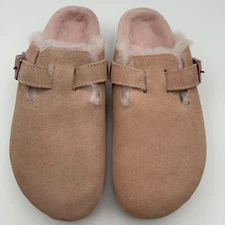 Birkenstock New w/ Box Boston Shearling Light Rose Suede Narrow - Select Size