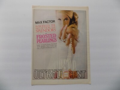 1969 PRINT AD MAX FACTOR MAKE UP FROSTED PEALINGS LUSH LUMINOUS