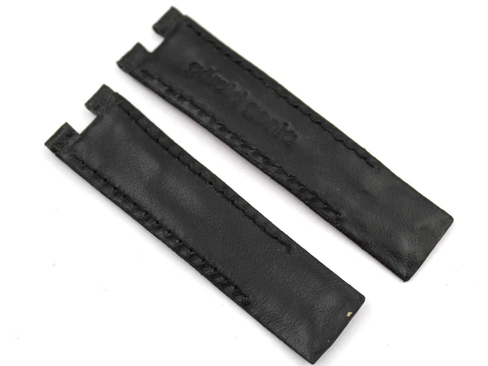 Strap Band Gerald Genta Orologio Gefica Stile Vintage Pelle Nero 18/16mm Foto 2 de 3