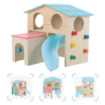 Cabane en expédition bois pour hamster maison pour animaux de compagnie cage pour habitat cabane pour hamster en bois