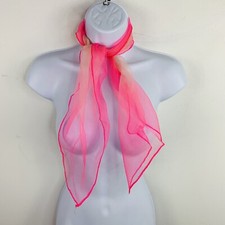 VINTAGE Unbranded Womens Square Scarf Pink White Ombre Sheer Lightweight Classic