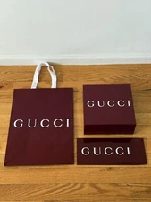 Gucci Empty Gift Box, Bag, Gift Envelope Maroon 8 By 71/2 By 3