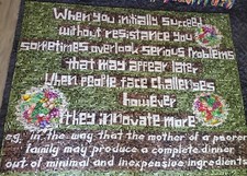 INNOVATION Quote Quilt 62" LX 48" W Long Arm Quilted Food Religious Pieced Quilt