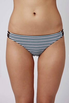 Topshop Womens Swimwear Stripe Hipster Multi Color Classic Bikini Bottom Size 4