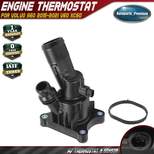 Thermostat Housing Assembly w/ Thermostat & Sensor for Volvo S60 15-21 ...