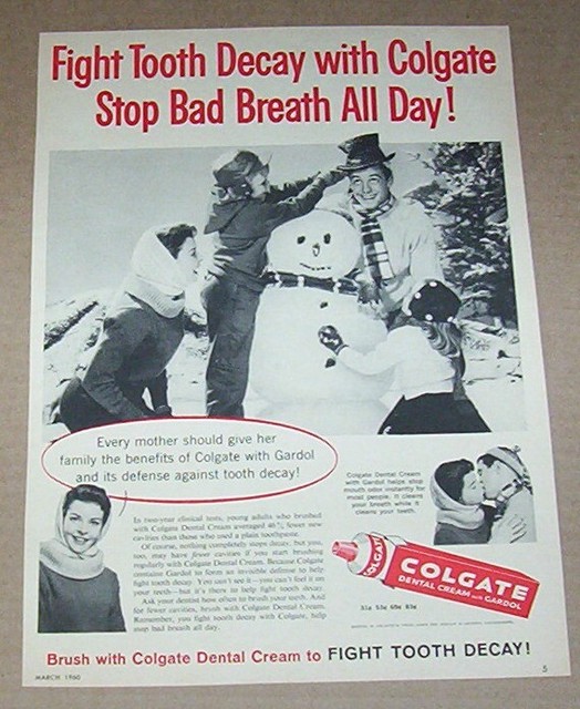 1960 print ad page Colgate Toothpaste dental Cute family building