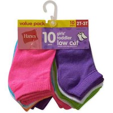 Hanes  Girls and Toddler Girls Low Cut Socks, 10-Pack " ARCH SUPPORT" NEW  