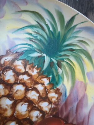 Vintage Hand Painted Fruit Motif Wall Decor Plates Signed T