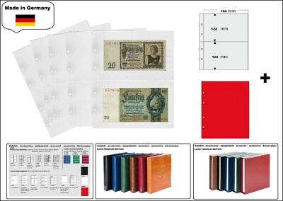 10 LOOK 1-7397-R banknote sleeves premium 2 compartments approx. 190 x 122 mm + red ZWL