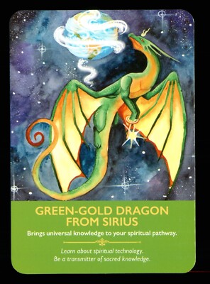 1 x Drachenorakel Karte - GRÜN-GOLD DRAGON FROM SIRIUS - G6