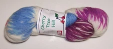 450 yard skein Cherry Tree Hill SOCK IT TO ME Merino yarn WHITE PLUM BLUE MULTI