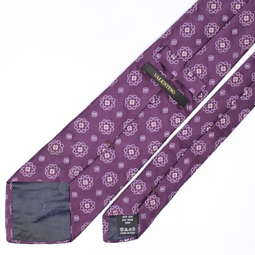 Valentino Mens Silk Necktie Purple Pink Mandala Brocade Woven Tie Italy - Picture 5 of 7