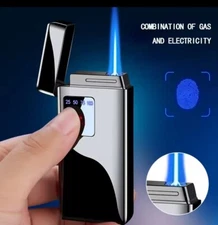 Unique Blue Jet Torch Windproof Digital Display Touch Cigarette Cigar Lighter