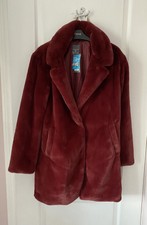 Atmosphere Womens Size 2xs New Berry Red Faux Fur Coat