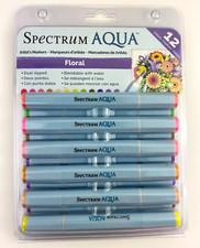 Spectrum Aqua FLORAL Markers - 12 pc - Double Sided - Standard / Fine Tip