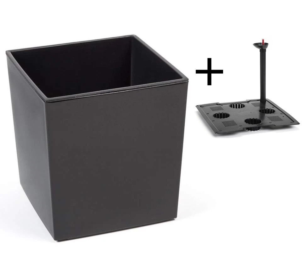 Blumenkübel Blumentopf mit Bewässerungssystem Hochglanz Einsatz L in Anthrazit - Bild 4 von 4