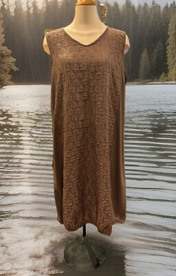 EVER SASSY Brown Embossed Lagenlook Dress Plus Size Chest 50 XXL