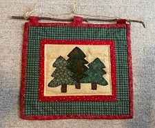 Christmas Primitive Farmhouse Tree Cottage Wall Hanging Appliqu  Quilt Handmade