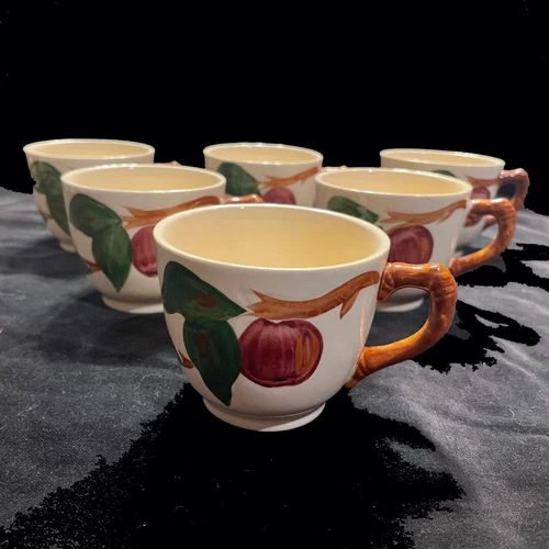 Set of 6 Franciscan Vintage Apple Coffee Tea Cup Mug - England Stamp