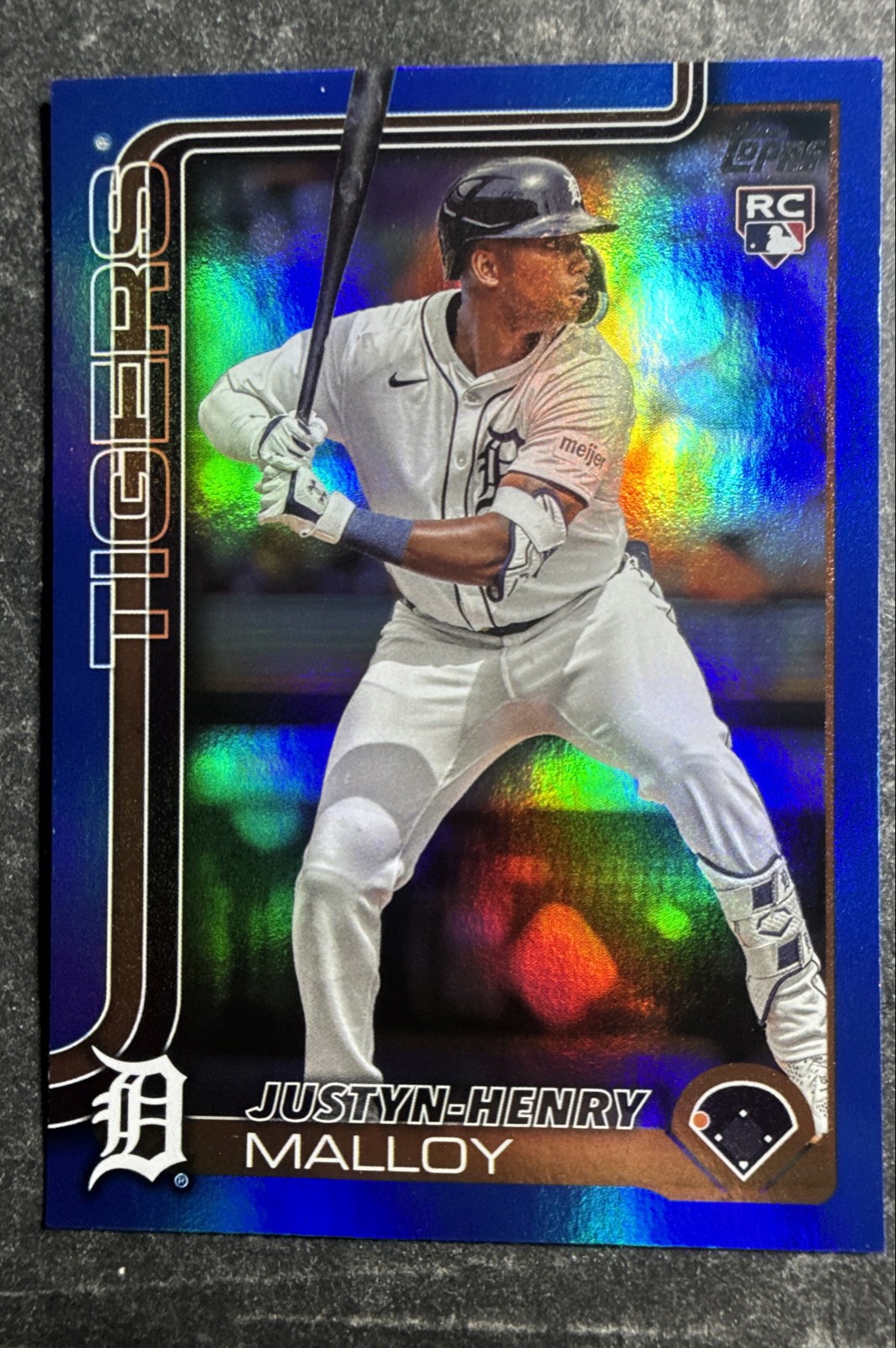 2025 Topps Series 1 Justyn-Henry Malloy #269 Blue Rainbow Foil /150 RC Rookie