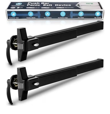 2-Pack Black Panic Bars for Exit Doors Commercial, 27.5  Stainless Steel 