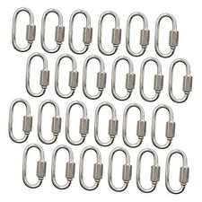 24Pcs Quick Links Stainless Steel D Shape Locking Carabiner 1/8" / 3.5mm