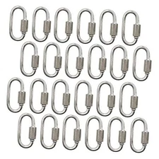 24Pcs Quick Links Stainless Steel D Shape Locking Carabiner 1/8" / 3.5mm