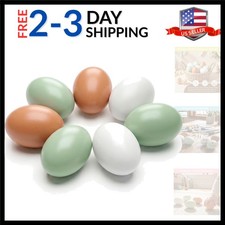 7 Pcs Wooden Fake Eggs, 3 Colors Wood Fake Chicken Nesting Eggs for Crafts Ho...