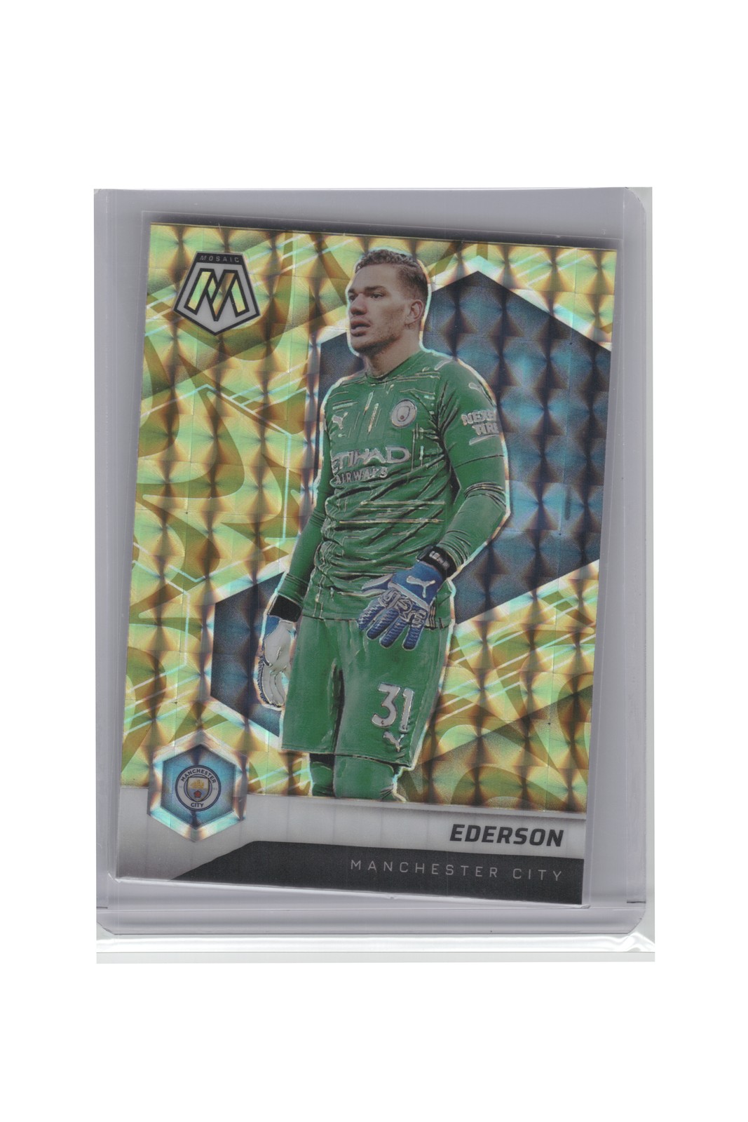 2021-22 Panini Mosaic Premier League #12 Ederson Mosaic Reactive Gold B7R1C146