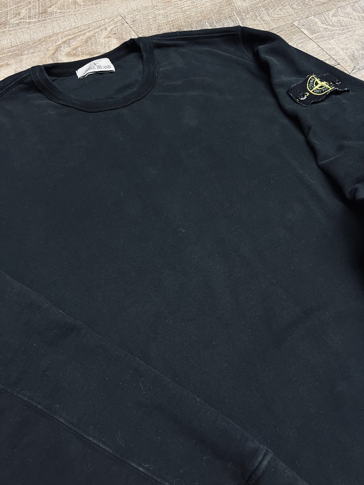 Stone Island Black Crewneck Sweatshirt Compass Patch Men’s Size 2XL  thumbnail 4