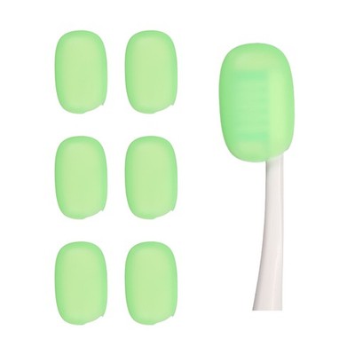 6 pcs silicone toothbrush covers, toothbrush cap, light green