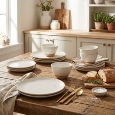 12pc Stoneware Dinnerware Set White Threshold...